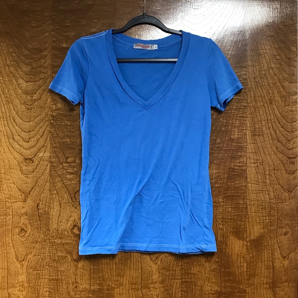 Johnny Was Vibrant Blue V-Neck Short Sleeve Tee
